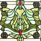 Vintage Victorian Theme Tiffany Style Stained Glass Window Panel -26inlx13 75inh