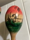 Pre-owned Pair Of Tan Red Green Black Wooden Maracas - Souvenirs From Mexico