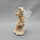 Vtg Fairy Girl Figurine Statue Holding Flower Petals Fabric Wing Fairy Garden