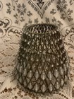 Vintage Brass Metal Frame Clear   White Beaded Lamp Shade 4 5 h X 5  Bottom