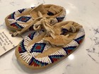 Vintage Pair Native American Uintah Utes Beaded Baby Moccasins