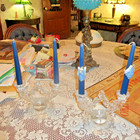 2 Cambridge Rose Point Elegant Etched 2 Light Candlebrum candlestick  3400 647