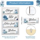 4pcs Inspirational Wall Art Farmhouse Wooden Wall Hanging Sign Decorations Blue