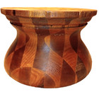 Antique Hand Made Turned Wood Bowl Harlequin Checkerboard Fluted Hourglass Vtg