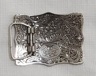 Cavender s All Around Champion Rodeo Bull Rider Silver Tone Engraved Belt Buckle