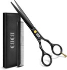 Titanium Black Hair Scissors Set - 5 Piece Kit For Home Salon   Beard Trimming