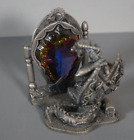 Pewter Dragon Figurine With Large Crystal - Reflections By Mark Locker