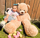 Morismos 55  Giant Teddy Bear Plush With Bow Tie  Big Stuffed Animal  Brown