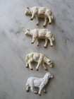 4 Small Vintage White Putz Nativity Standing Sheep Country Farmhouse Decor