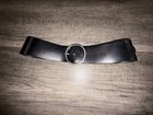 Express Women s Black Wide Leather Belt W  Silver Round Buckle Adjustable Size L