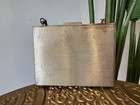 Vintage Minaudiere Mother Of Pearl   Brass Compact Evening Bag Powder Mirror