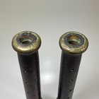 Antique Wooden Empty Spools With Metal Ends Pre-1930 Brown Beehive Pair 12 