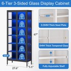 67  6-tier Steel Display Cabinet 13 Led Curio Storage Bookcase Adjustable Shelf