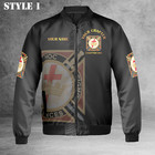 Personalized Name Masonic Knights Templar Freemasonry 3d Bomber Jacket S-5xl
