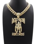 Iced Tupac Death Row  Pendant Cuban Link Chain Necklace Gold Hip Hop Snoop Dogg