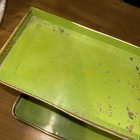 Vintage Avocado Metal Tin Mcm Countertop Shelf 20   x 15   x 8    As Is