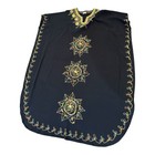 Summer Black Long Dress  Kaftan Women   s With Embroidery  100  Cotton  Free Size