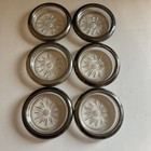 Set Of 6 Leonard Silver Plated Crystal Glass Coasters 4    Made In Italy Vtg