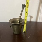 Antique Solid Brass Mortar   Pestle Pharmaceutical Apothecary  Tall 3 1 2 
