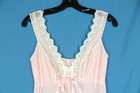 Vtg Olga Thin Nylon Pink Secret Stretch Floral lace V-neck Peignoir Nightgown 32