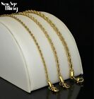 Stainless Steel Rope 316l Chain 14k Gold Plated 16 -30  Men Women Necklace 2-6mm