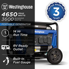 4 650 3 600-watt Gas Powered Portable Generator With Recoil Start
