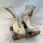 Vintage 1960s Chicago Co  Wood Wheeled Women s Roller Skates  Size 9
