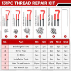M5 M6 M8 M10 M12 Helicoil Thread Repair 131pcs Set   Metric Rethreading Tool Kit