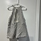 Zara Kids Size 6 Black And White Striped Crochet Woven Kids Short Jumpsuit Girls