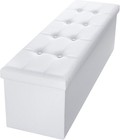 Stylish 43-inch Collapsible Ottoman Bench With Storage - Holds 700lbs  White