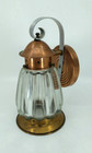 Vintage Tudor Copper Exterior Sconce Light Heavy Fluted Glass 10  Circa 1940