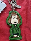 Coach X Peanuts Peppermint Patty Flat Green Bag Charm W key Ring Nwt Cbg57