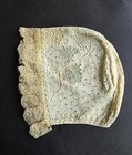 C 1825 Exceptional Hand Embroidered Bonnet W Cutout Leaves   Provenance Note