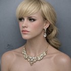 Gold Plated Clear Crystal Teardrop Necklace Earrings Jewelry Set Wedding Party 5
