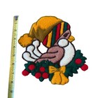 Vtg Punch Needle Embroidery Christmas Bird Wreath Nest Applique Patch Large 8 5 