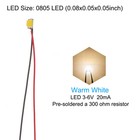 0805 Pre-wired Micro Led  12 Pcs 3-6v Emitting Diodes  Warm White