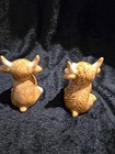New Farmhouse Ceramic Highland Cow Salt   Pepper Shakers - Nib