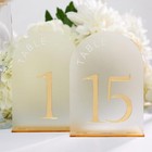 Frosted Arch Gold Table Numbers - 5x7  Frosted Arch Acrylic Table Signs With Gol