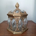 Vintage Baroque Brass And Bubble Glass 7  Apothecary Jar 