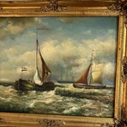 Remarkable Oil Painting Seascape  sailing Vessels  Antique Medium Art