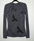 Oiselle Flyte Long Sleeve Heathered Black Shirt Top Sz M Birds Running Fly