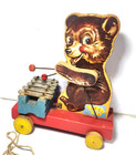 Vintage 1948 Fisher Price Teddy Zilo  Xylophone Musical Wooden Pull Toy