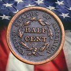 1854 Braided Hair Half Cent Copper Novelty Coin Modern Restrike Token