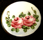 Vtg  Button Large Metal With Enameled Roses Decorative Use  Metal Shank 1 5  D 