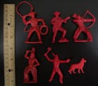 Vintage Toy Plastic Cowboys  Indians   Dog Assortment Of 6 Some Tim Mee