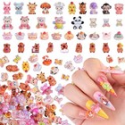 250pcs 3d Animal Nail Charms Cute Resin Dragon Snake Rabbit Nail Mixed Animals