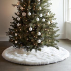 48 Inch White Faux Fur Christmas Tree Skirt  Luxury Plush Tree Base Cover For Ho