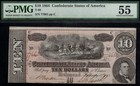 1864  10 Confederate States Of America T 68 Pmg 55