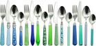Eclectic Blue And Green Mix And Match Stainless Steel Flatware Set 16 Pcs