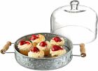Royalty Art Farmhouse Cake Plate With Glass Dome  Rustic Kitchen And Dining   
